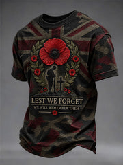 Men's Lest We Forget Print Short Sleeves T-shirt