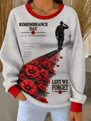 Women's Remembrance Day Ribbed Round-Neck Sweatshirt