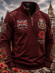 Men's Remembrance Day THE SOMME 110 YEARS Print Half-Zip Sweatshirt