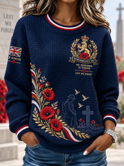 Women's Remembrance Day Print Waffle-Knit Long-Sleeve Top