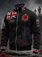 Men's Remembrance Day Print Stand-Collar Zip-Up Jacket