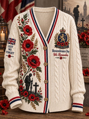 Women's Remembrance Day Print Knit Cardigan