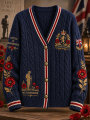 Women's Remembrance Day Print Knit Cardigan