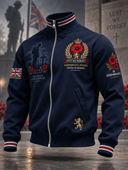 Men's Remembrance Day Print Stand-Collar Zip-Up Jacket