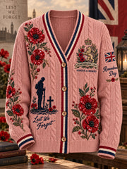 Women's Remembrance Day Print Knit Cardigan