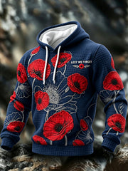 Men's Remembrance Day Lest We Forget Checkered Cotton Hoodie