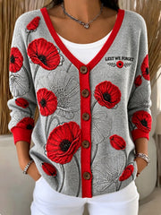 women's Remembrance Day Lest We Forget cardigan