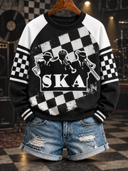 Women's Ska Revival Style Printed Raglan Sleeve Sweatshirt