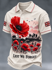 Men's Remembrance Day Lest We Forget polo shirt