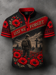 Men's Remembrance Day Lest We Forget Short-Sleeve Polo Shirt