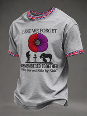 Men's Lest We Forget We Served Side By Side Print Short Sleeves T-shirt