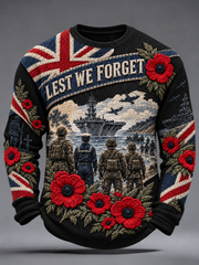 Men's Remembrance Day Lest We Forget Waffle Long Sleeve T-Shirt