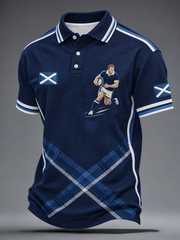 Men's Scottish rugby print polo shirt