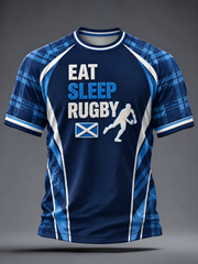 Men's Scottish rugby print Oversized Drop-Shoulder Hoodie with Pockets