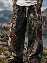 Men's Vintage British Welsh Print Pants