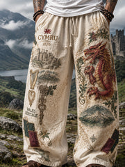 Men's Vintage British Welsh Print Pants
