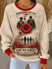 Women's Remembrance Day Ribbed Round-Neck Sweatshirt