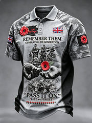 Men's Remembrance Day Lest We Forget  polo shirt