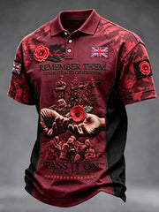 Men's Remembrance Day Lest We Forget  polo shirt