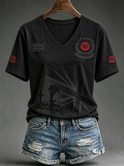 Women's Lest We Forget Print Short-sleeved T-shirt