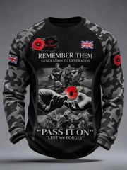Men's Remembrance Day Lest We Forget  Waffle Long Sleeve T-Shirt