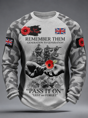 Men's Remembrance Day Lest We Forget  Waffle Long Sleeve T-Shirt