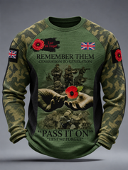 Men's Remembrance Day Lest We Forget  Waffle Long Sleeve T-Shirt