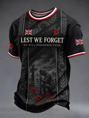 Men's Lest We Forget Print Short Sleeves T-shirt