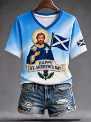 Women's St. Andrew's Day Peinted short-sleeved T-shirt