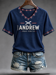 Women's St. Andrew's Day Peinted short-sleeved T-shirt
