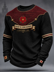 Men's England Lancashire Day Red Roses Art Printed Waffle Sweatshirt