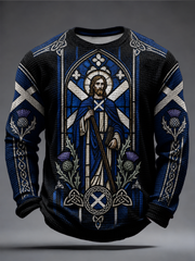 Men's St. Andrew's Day Peinted Waffle Long Sleeve T-Shirt