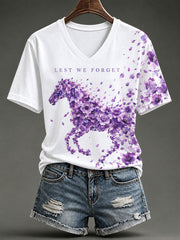 Women's Lest We Forget The Warhorse Print Short-sleeved T-shirt