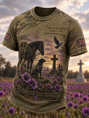 Men's UK Remembrance Day Commemorating Animals In War Short Sleeve T-Shirt