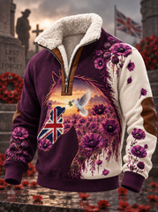Men's Remembering The Animals Of War Plush Stand Collar Shirt