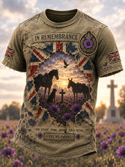 Men's UK Remembrance Day Commemorating Animals In War Short Sleeve T-Shirt