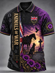 Men's UK Remembrance Day Commemorating Animals In War Short Sleeve Shirt