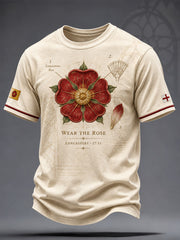 Men's Lancashire Day Red Roses Art Printed T-shirt
