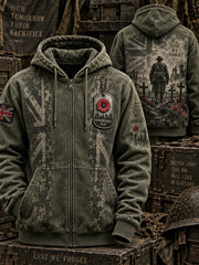 Men's Remembrance Day Lest We Forget Zip-Up Hoodie