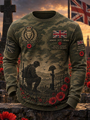 Men's Veteran Memorial Graphic Waffle-Knit Long-Sleeve Top