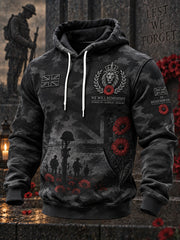 Men's Long-Sleeve Hooded Sweatshirt With Veteran Memorial Graphic Print