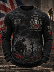 Men's Veteran Memorial Graphic Waffle-Knit Long-Sleeve Top