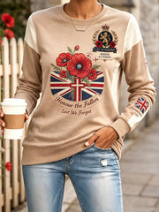 Women's Long-Sleeve Top With Remembrance Day Themed Print