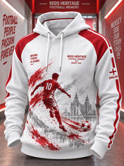 Men's Long-Sleeve Hooded Sweatshirt With Soccer-Themed Print