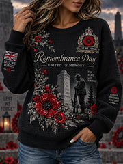 Women's Remembrance Day Print Waffle-Knit Long-Sleeve Top