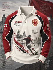 Men's Gift For Soccer Fans Liverpool Print long sleeve polo