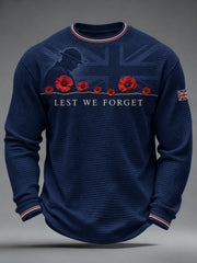Men's Lest We Forget Printed Waffle Long Sleeve T-Shirt
