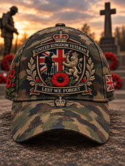 Unisex UNITED KINGDOM VETERA Lest We Forget Print Hat