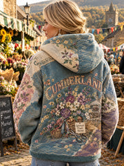 Lady's Vintage British Cumberland County Celebration Printed Flannel Coat