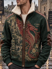 Men's Vintage Britsh Wales Printed Long-sleeve Jacket